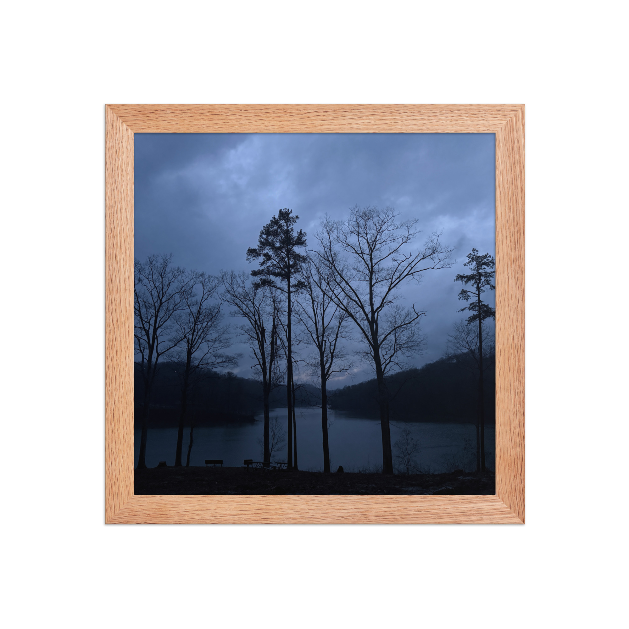 premium-luster-photo-paper-framed-poster-in-red-oak-10x10-front-69fea449a258d.jpg Sad Bench Framed photo paper poster