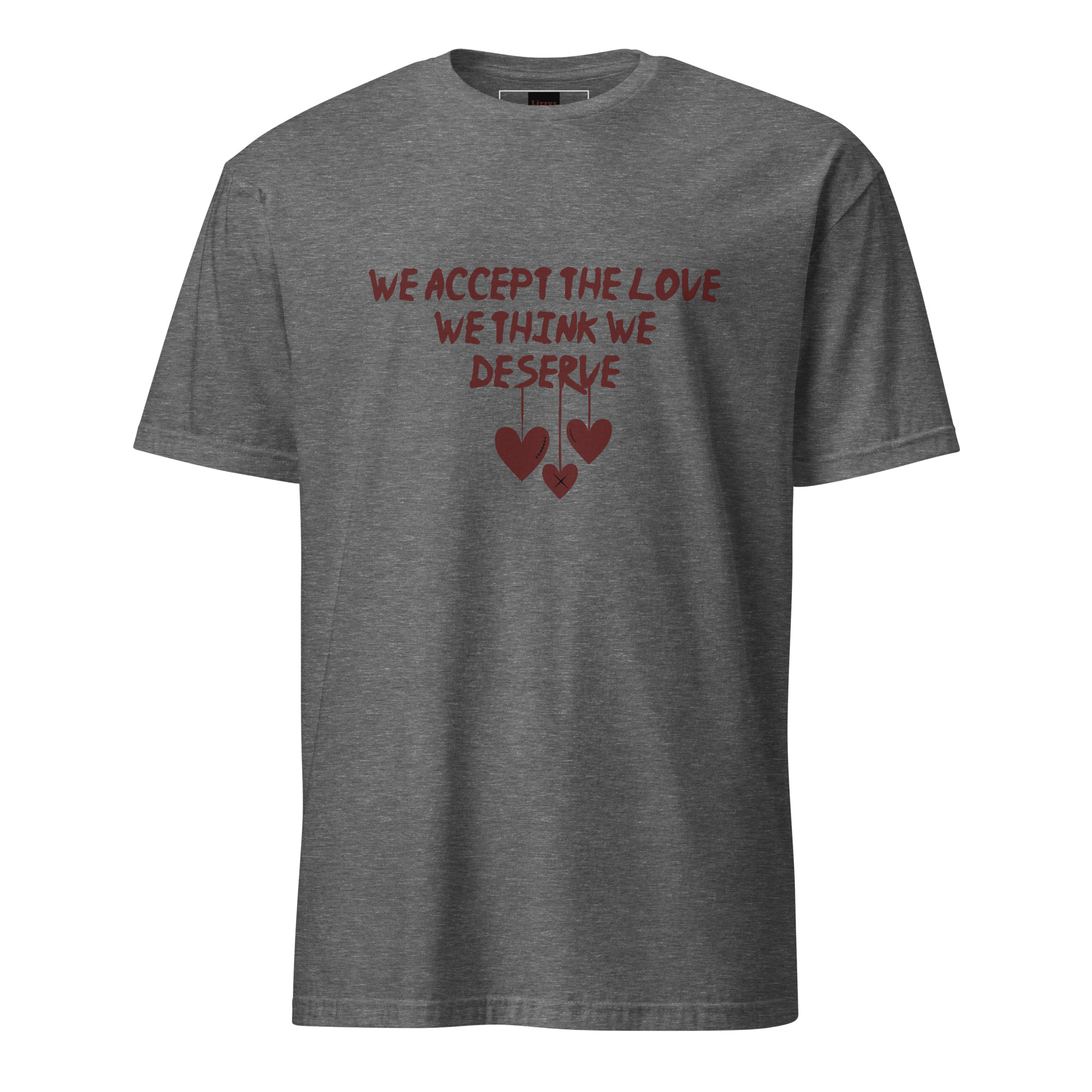 unisex-basic-softstyle-t-shirt-graphite-heather-front-69fea188eb5d8.jpg The Love We Deserve Short-Sleeve Unisex T-Shirt