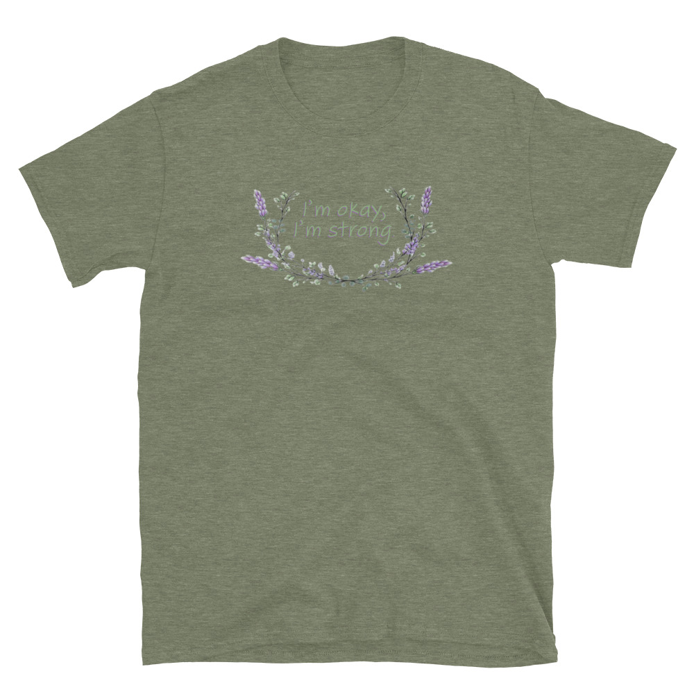 unisex-basic-softstyle-t-shirt-heather-military-green-front-69fea4c9881f7.jpg I'm Okay I'm Strong T-Shirt