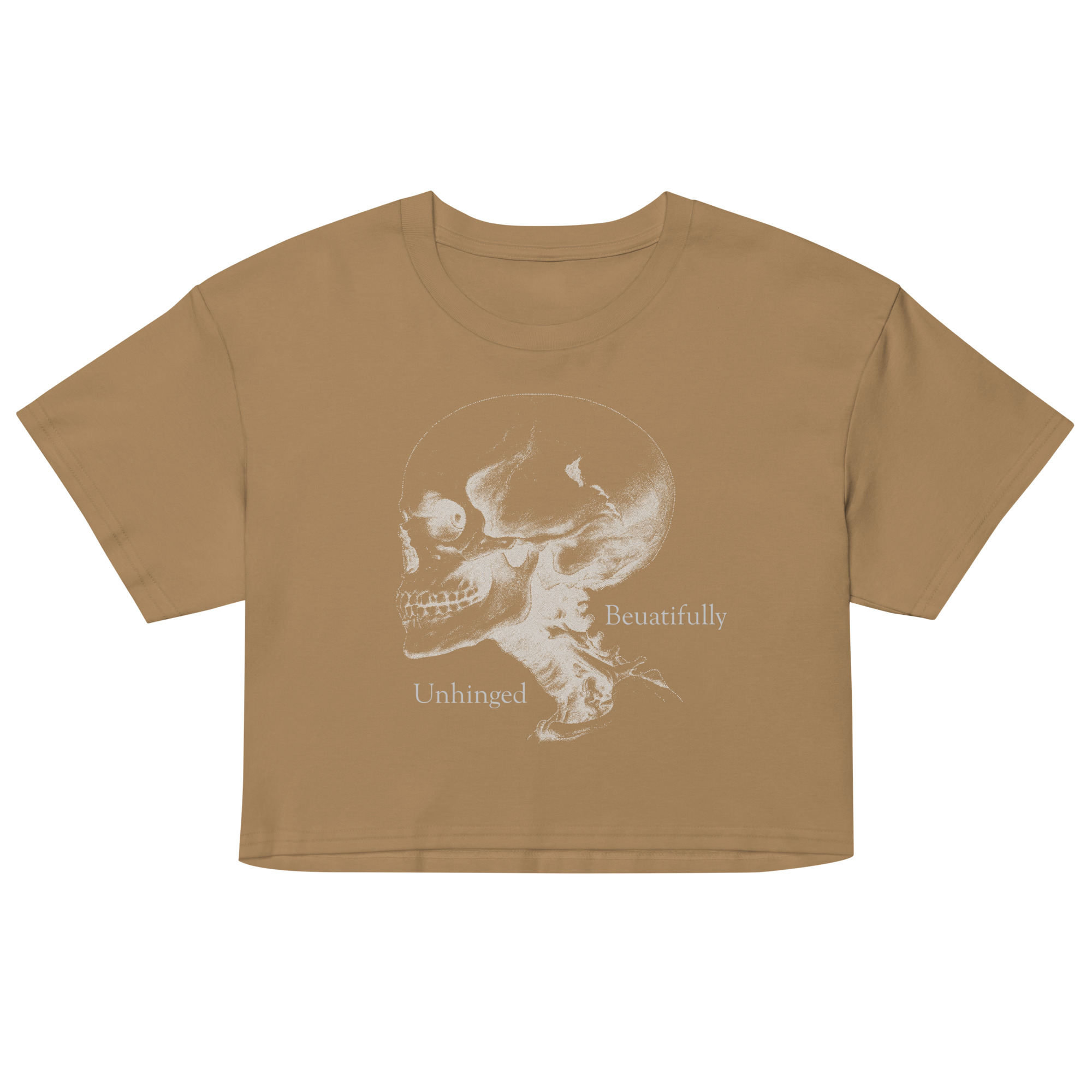 womens-crop-top-camel-front-69fea2100e7de.jpg Beautifully Unhinged Women’s crop top