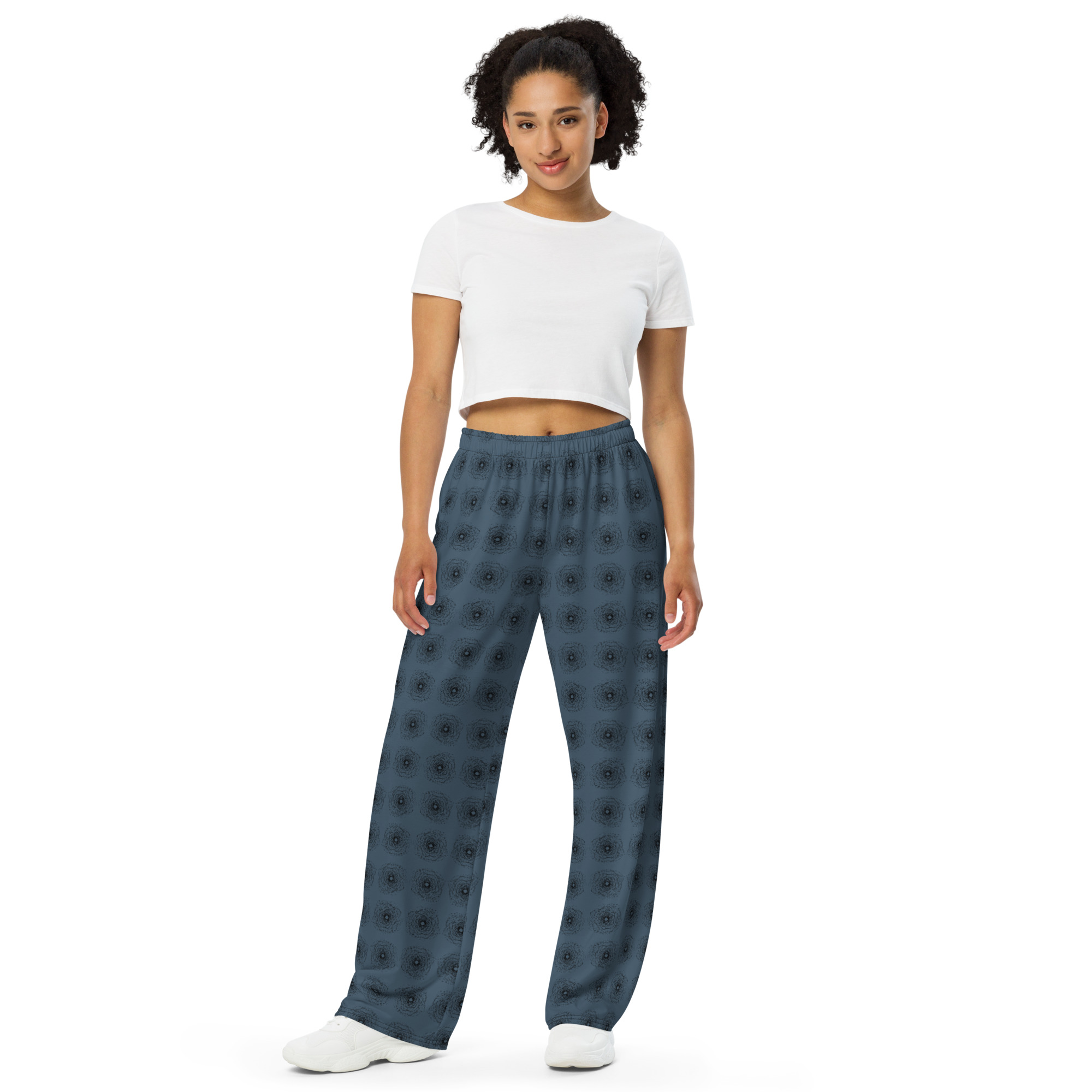 all-over-print-unisex-wide-leg-pants-white-front-6a7a3238e038f.jpg Flower unisex wide-leg pants