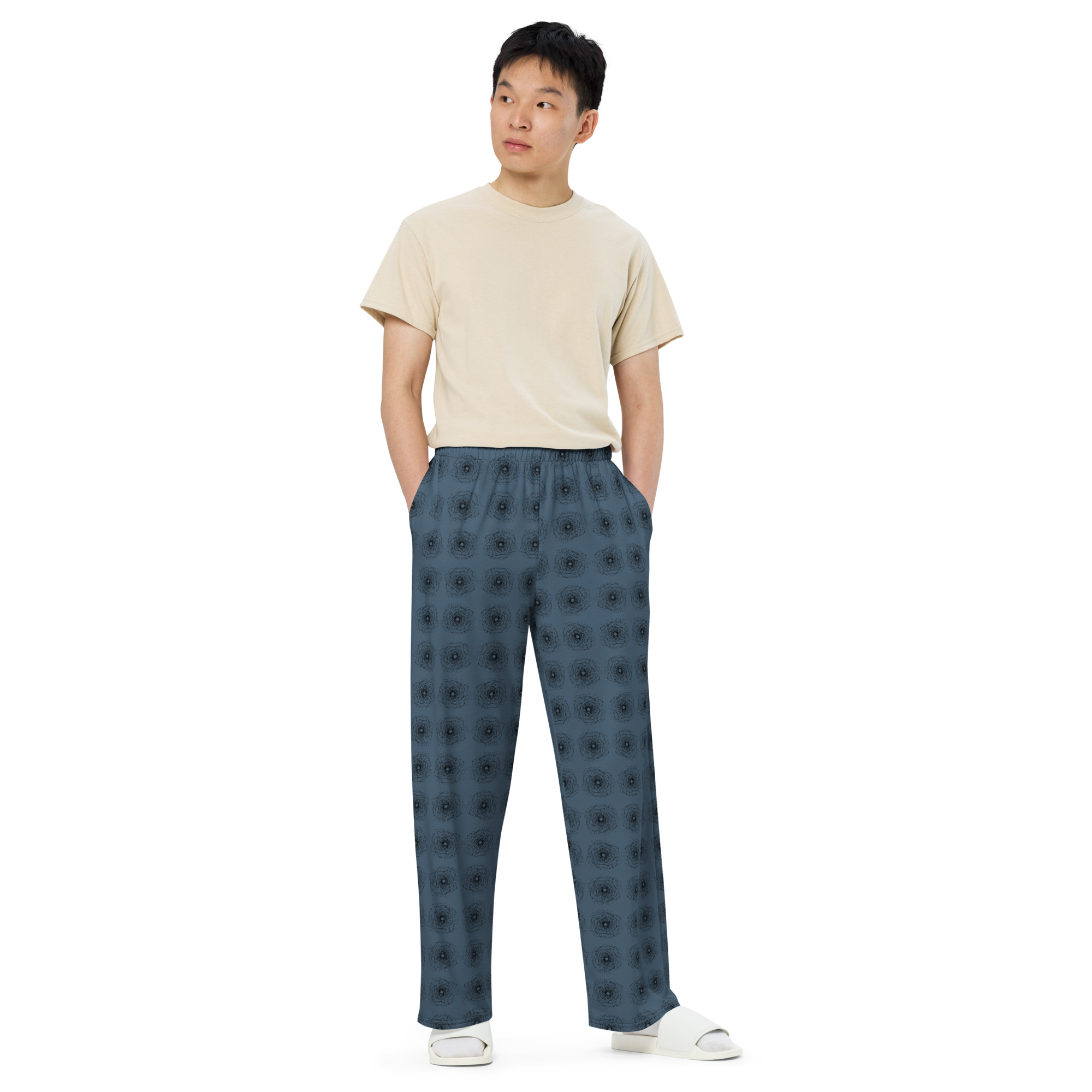 all-over-print-unisex-wide-leg-pants-white-front-6a7a3238e181b.jpg Flower unisex wide-leg pants