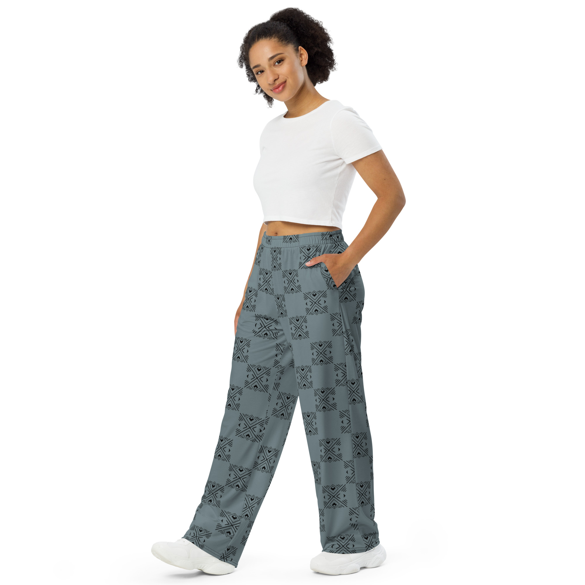 Checkered unisex wide-leg pants