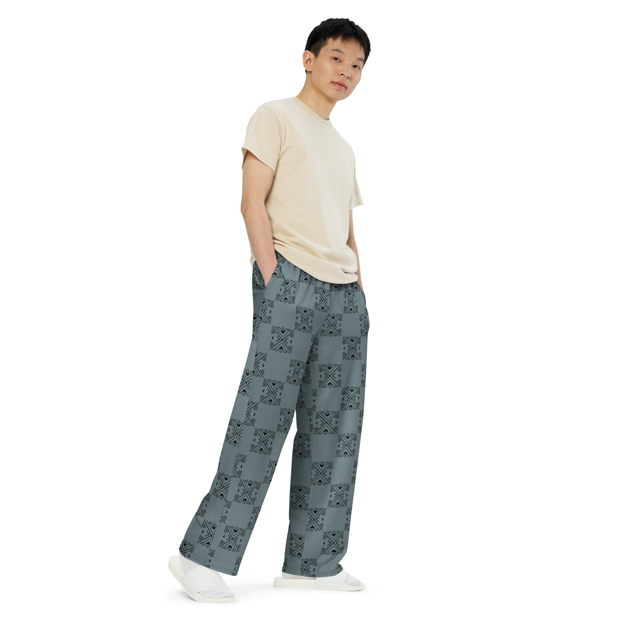 Checkered unisex wide-leg pants
