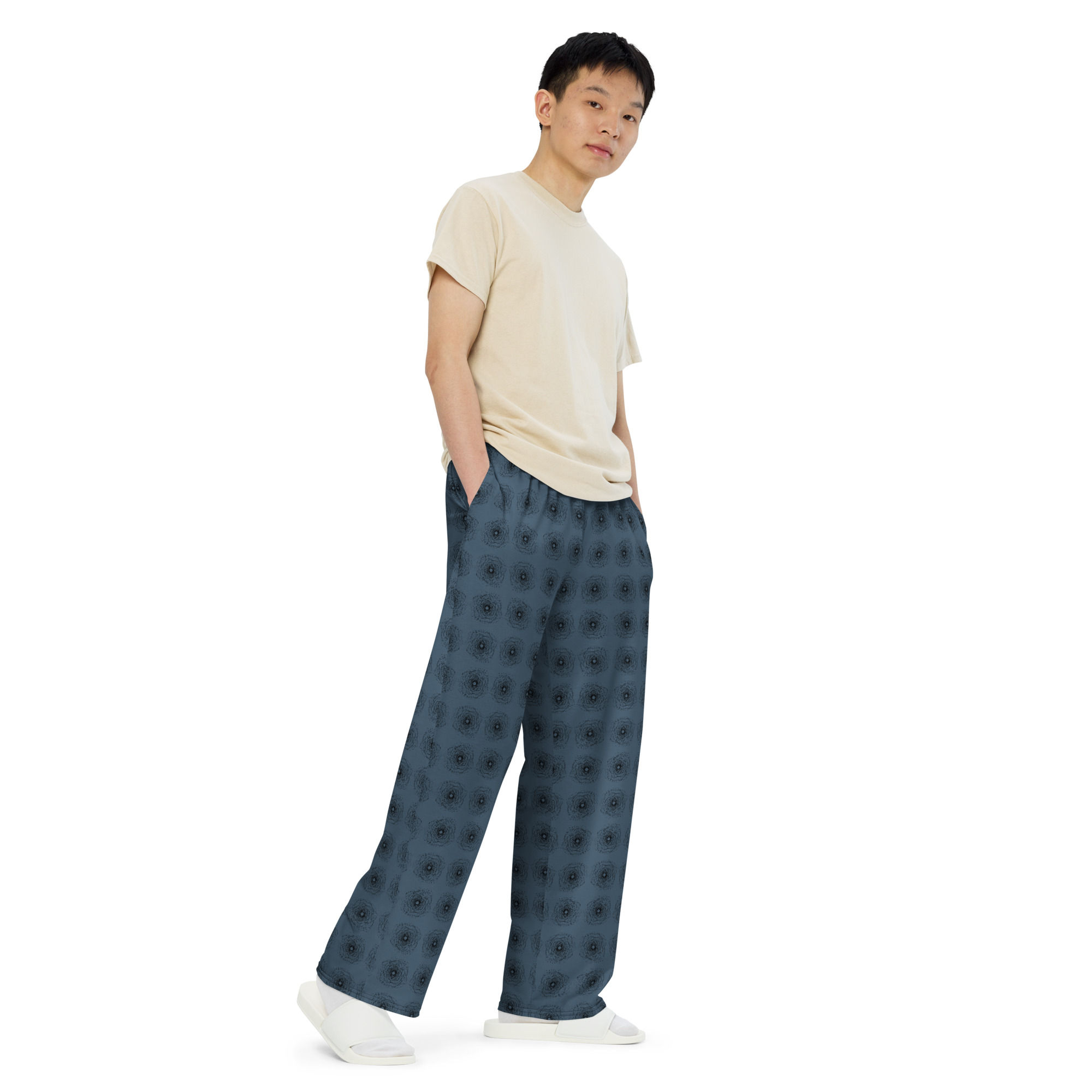 all-over-print-unisex-wide-leg-pants-white-right-front-6a7a3238e4002.jpg Flower unisex wide-leg pants